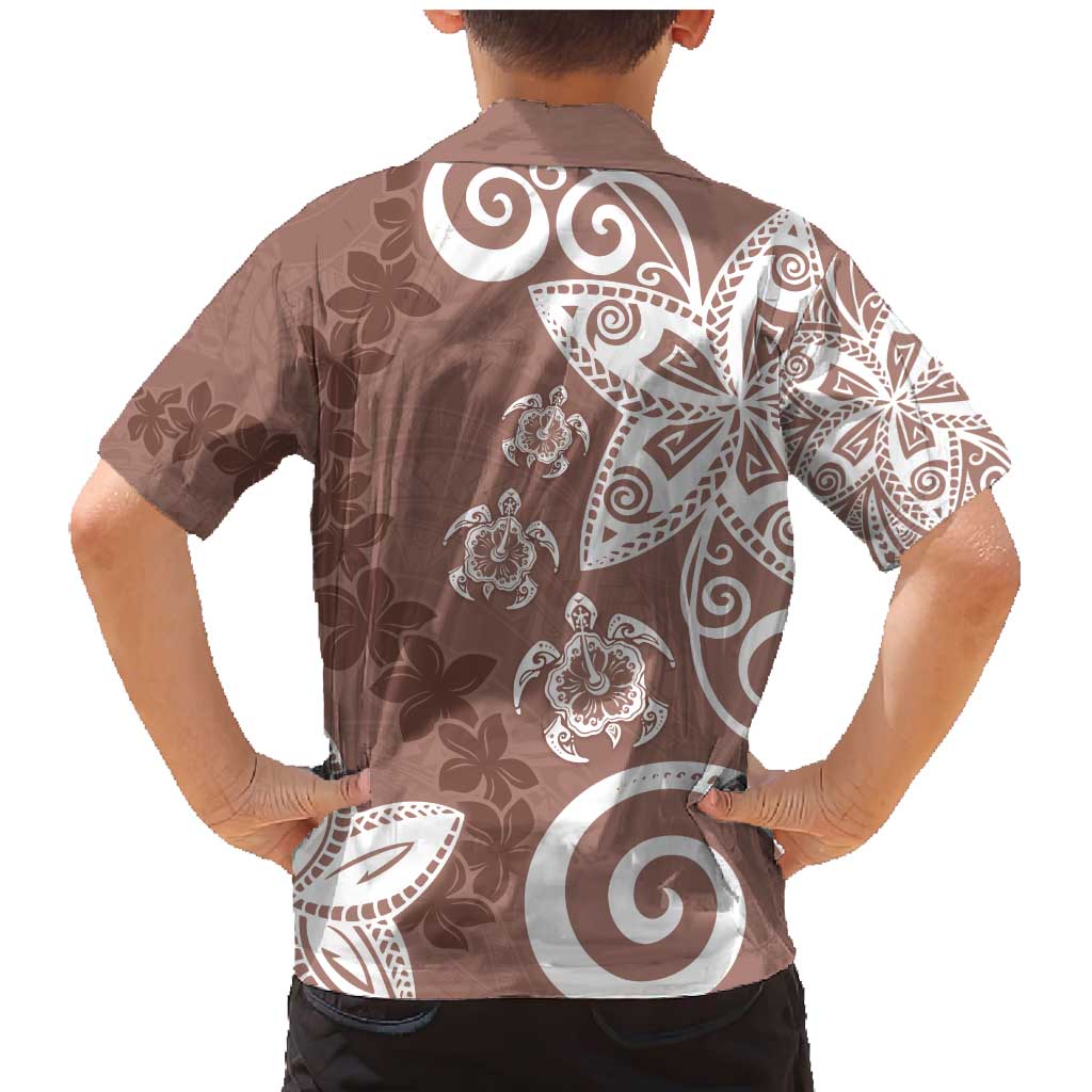 Polynesia Family Matching Mermaid Dress and Hawaiian Shirt Brown Tribal Turtle Floral Pattern LT05 - Polynesian Pride