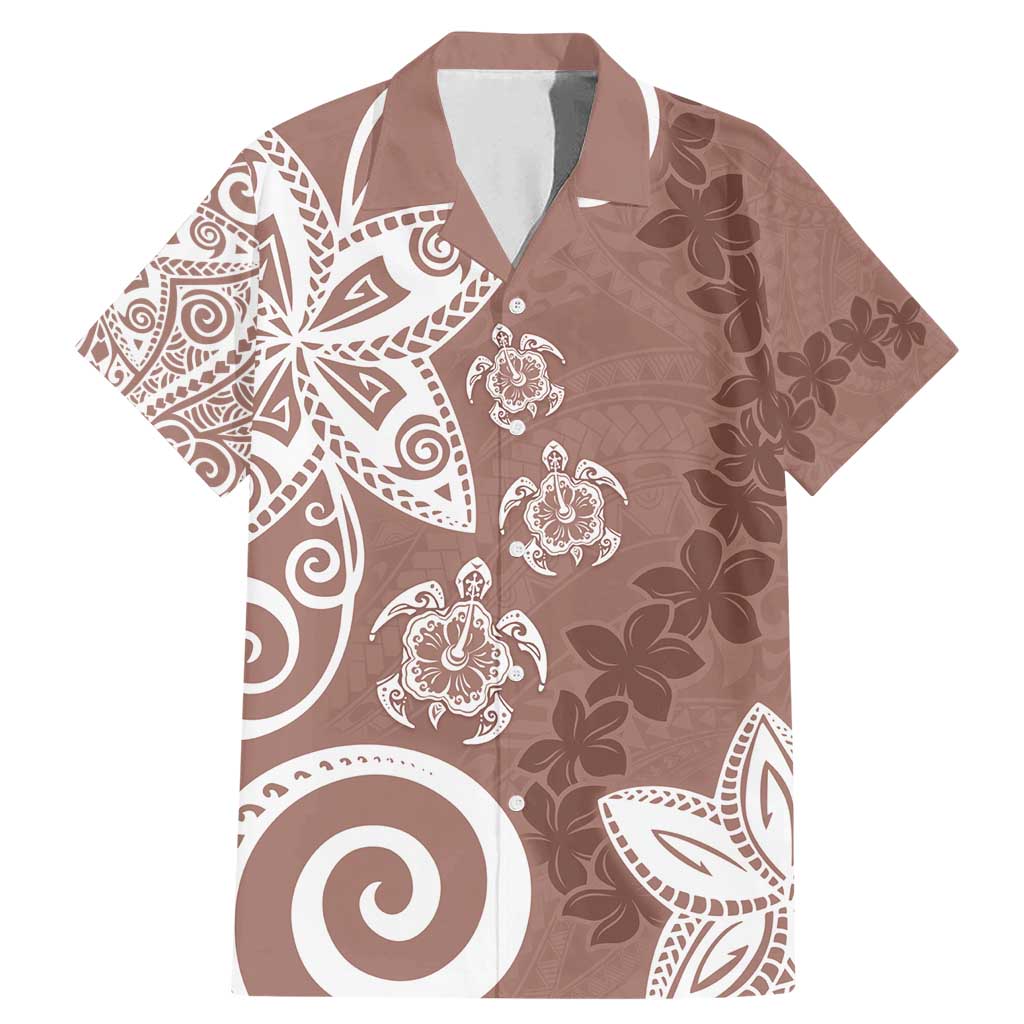 Polynesia Family Matching Mermaid Dress and Hawaiian Shirt Brown Tribal Turtle Floral Pattern LT05 Dad's Shirt - Short Sleeve Brown - Polynesian Pride