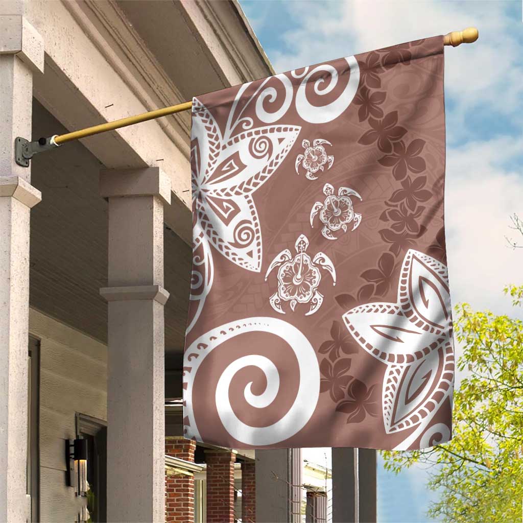 Polynesia Garden Flag Brown Tribal Turtle Floral Pattern LT05 House Flag Brown - Polynesian Pride