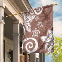 Polynesia Garden Flag Brown Tribal Turtle Floral Pattern LT05 House Flag Brown - Polynesian Pride