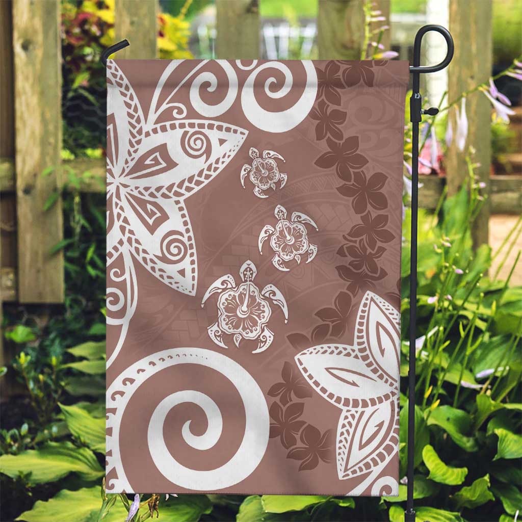 Polynesia Garden Flag Brown Tribal Turtle Floral Pattern LT05 Garden Flag Brown - Polynesian Pride