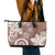 Polynesia Leather Tote Bag Brown Tribal Turtle Floral Pattern