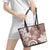 Polynesia Leather Tote Bag Brown Tribal Turtle Floral Pattern