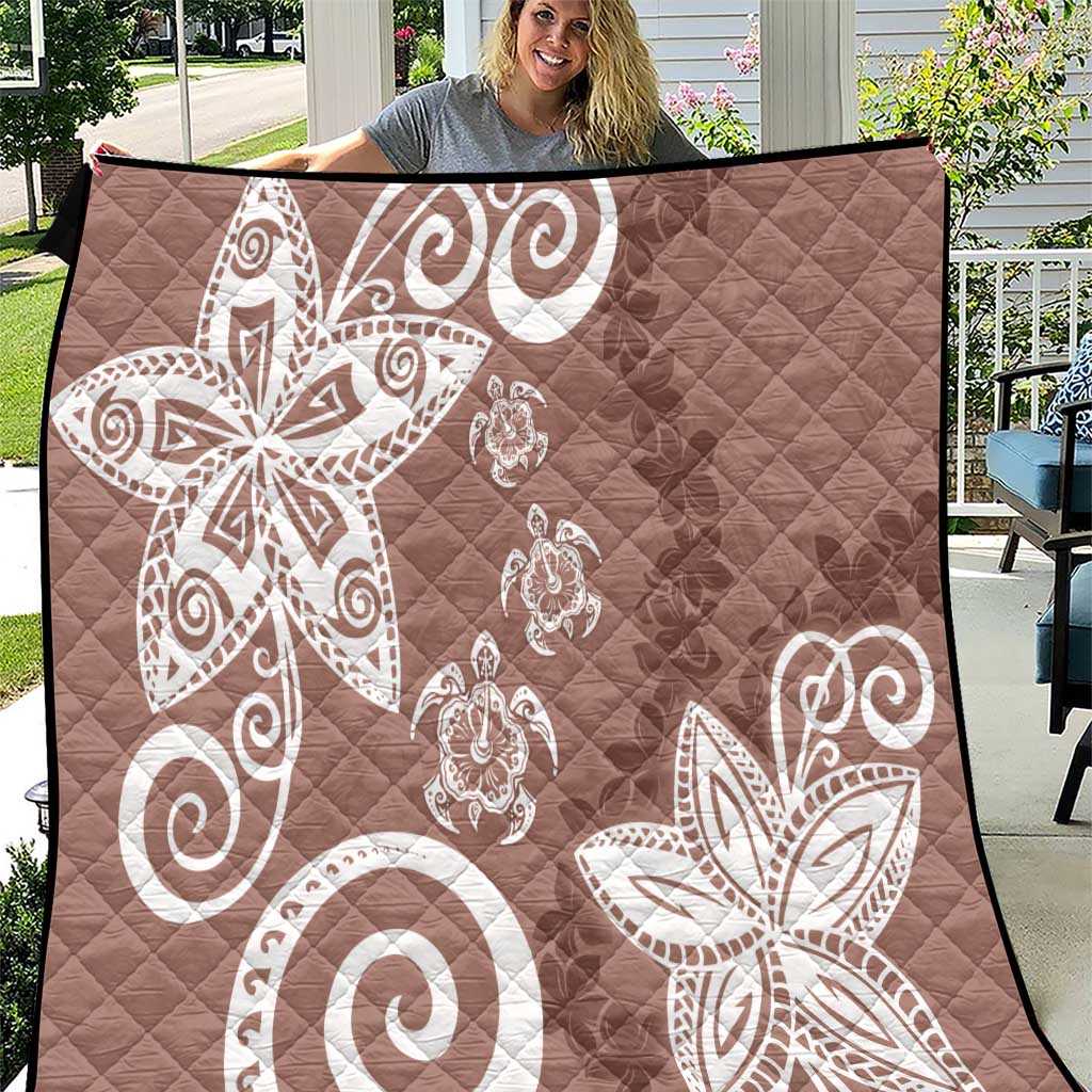 Polynesia Quilt Brown Tribal Turtle Floral Pattern