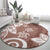 Polynesia Round Carpet Brown Tribal Turtle Floral Pattern