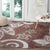 Polynesia Round Carpet Brown Tribal Turtle Floral Pattern