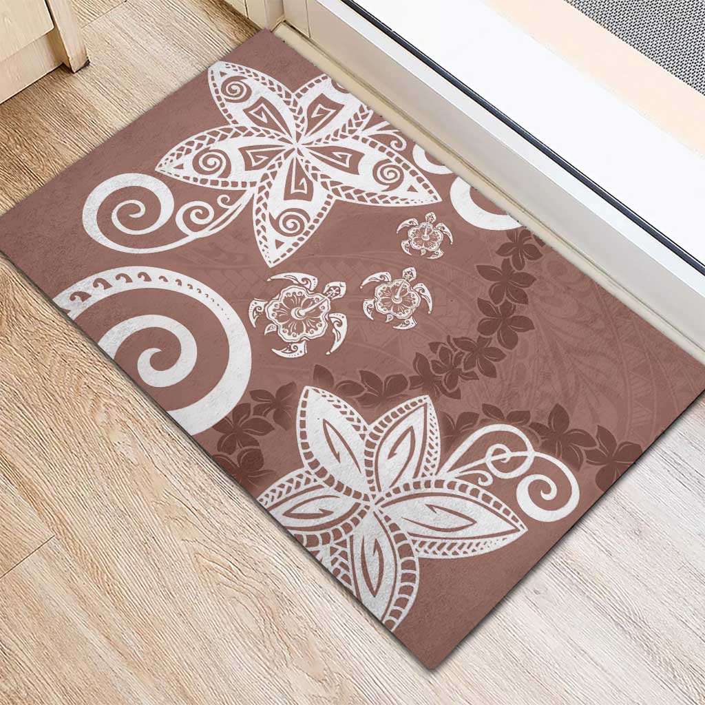Polynesia Rubber Doormat Brown Tribal Turtle Floral Pattern LT05 - Polynesian Pride