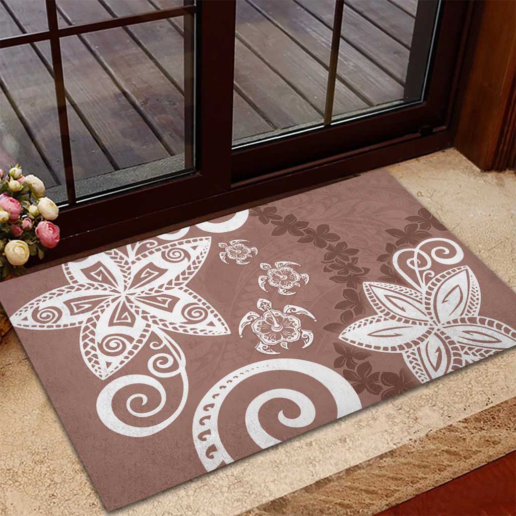 Polynesia Rubber Doormat Brown Tribal Turtle Floral Pattern LT05 - Polynesian Pride
