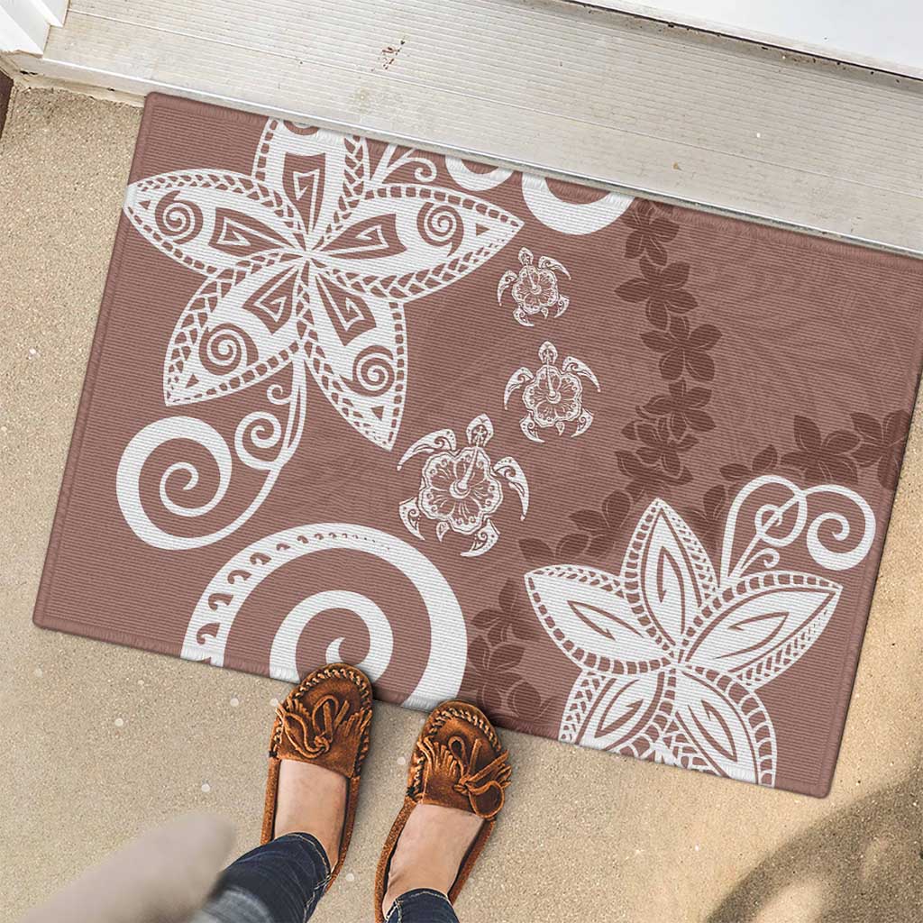 Polynesia Rubber Doormat Brown Tribal Turtle Floral Pattern LT05 - Polynesian Pride