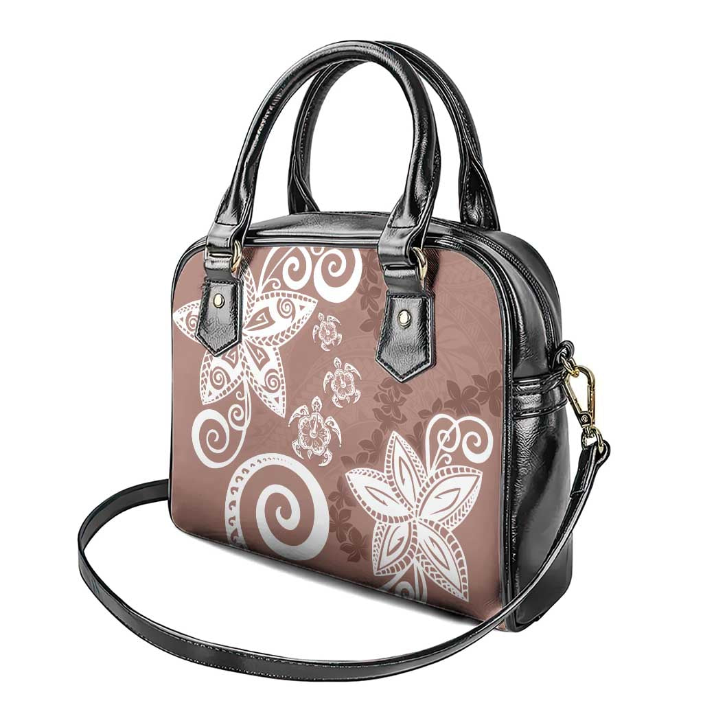 Polynesia Shoulder Handbag Brown Tribal Turtle Floral Pattern