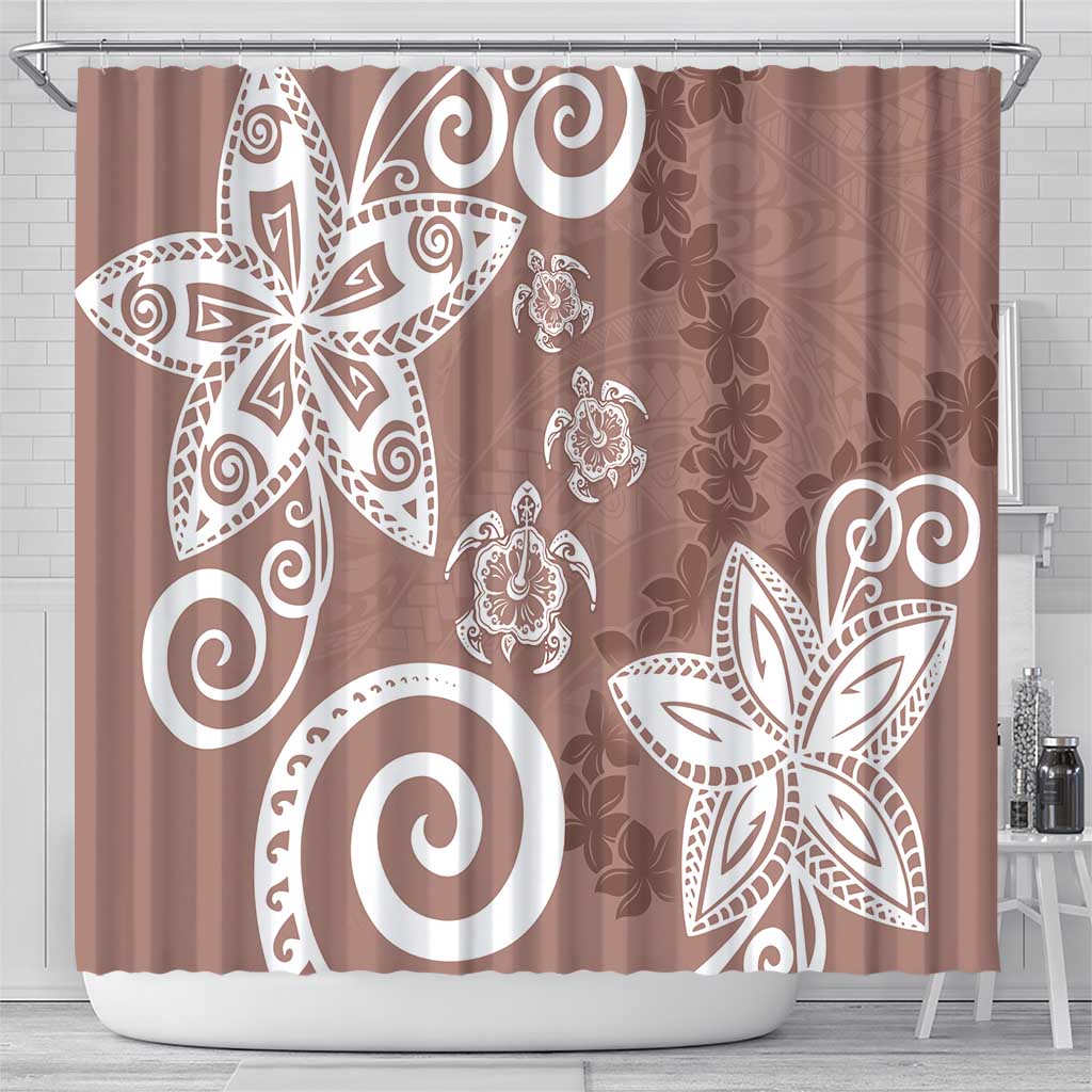 Polynesia Shower Curtain Brown Tribal Turtle Floral Pattern LT05 - Polynesian Pride