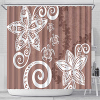 Polynesia Shower Curtain Brown Tribal Turtle Floral Pattern LT05 - Polynesian Pride