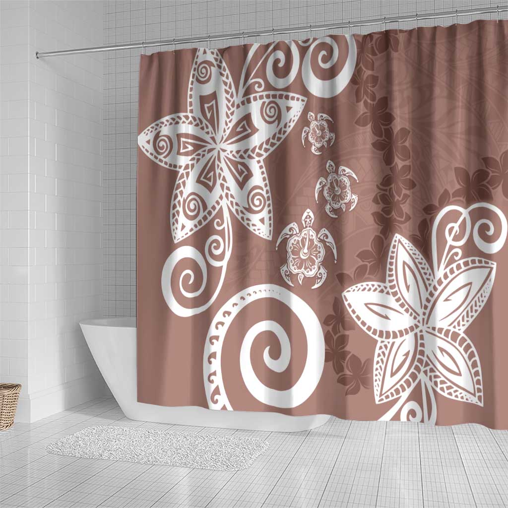 Polynesia Shower Curtain Brown Tribal Turtle Floral Pattern LT05 - Polynesian Pride