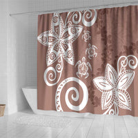 Polynesia Shower Curtain Brown Tribal Turtle Floral Pattern LT05 - Polynesian Pride