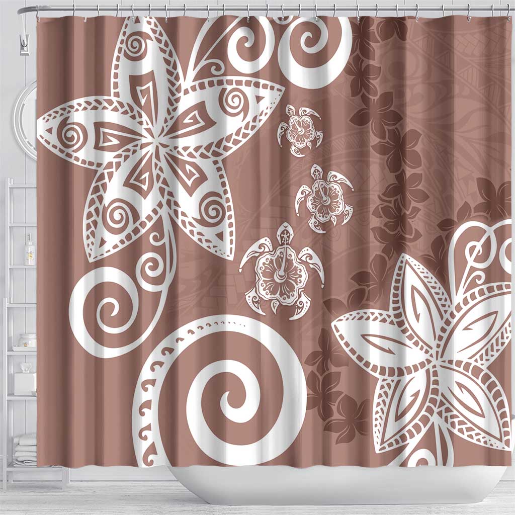Polynesia Shower Curtain Brown Tribal Turtle Floral Pattern LT05 - Polynesian Pride