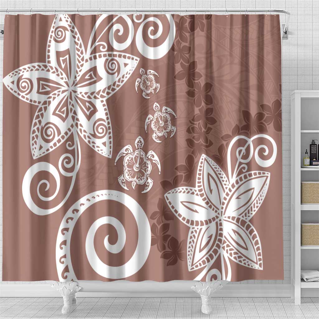 Polynesia Shower Curtain Brown Tribal Turtle Floral Pattern LT05 - Polynesian Pride