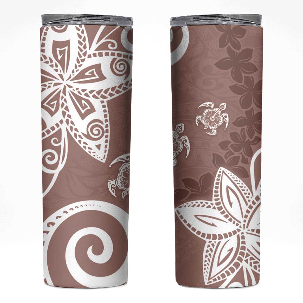 Polynesia Skinny Tumbler Brown Tribal Turtle Floral Pattern