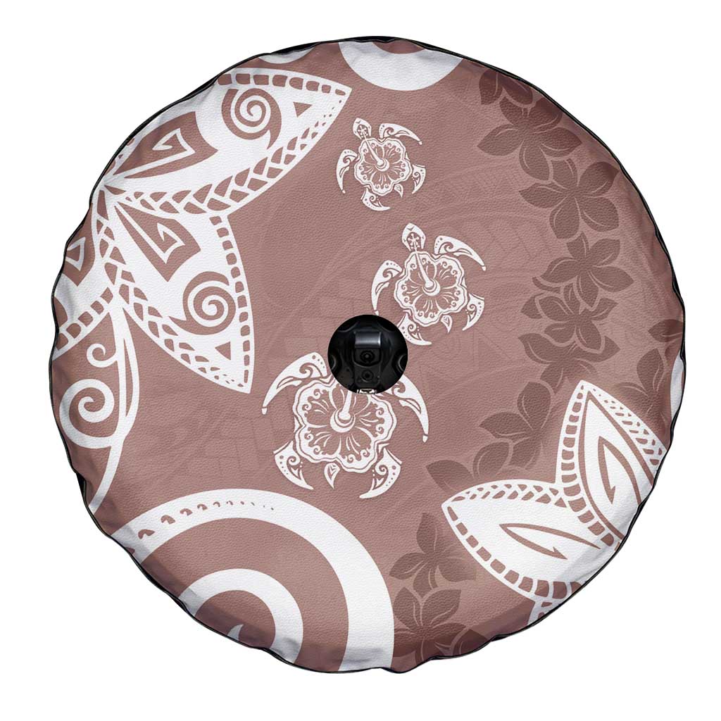 Polynesia Spare Tire Cover Brown Tribal Turtle Floral Pattern