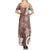 Polynesia Summer Maxi Dress Brown Tribal Turtle Floral Pattern