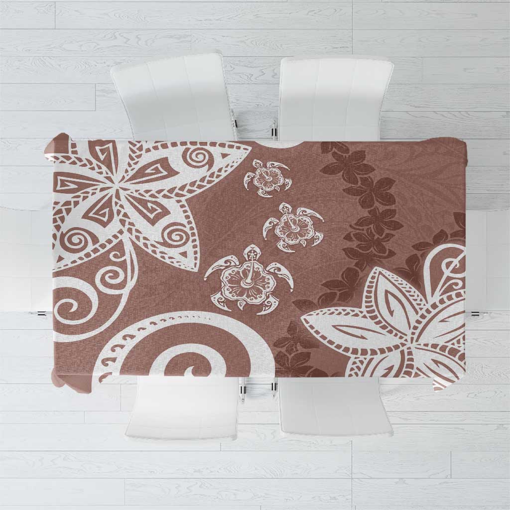 Polynesia Tablecloth Brown Tribal Turtle Floral Pattern