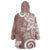 Polynesia Wearable Blanket Hoodie Brown Tribal Turtle Floral Pattern