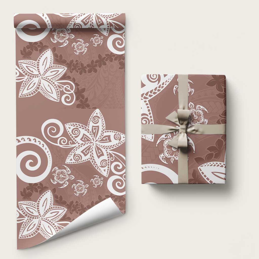 Polynesia Wrapping Paper Brown Tribal Turtle Floral Pattern LT05 58" × 23" Brown - Polynesian Pride