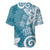 Polynesia Baseball Jersey Hippie Blue Tribal Turtle Floral Pattern