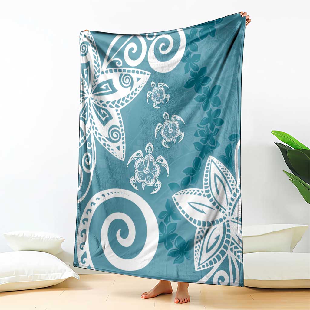 Polynesia Blanket Hippie Blue Tribal Turtle Floral Pattern