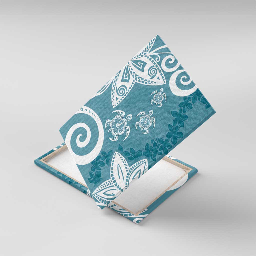 Polynesia Canvas Wall Art Hippie Blue Tribal Turtle Floral Pattern