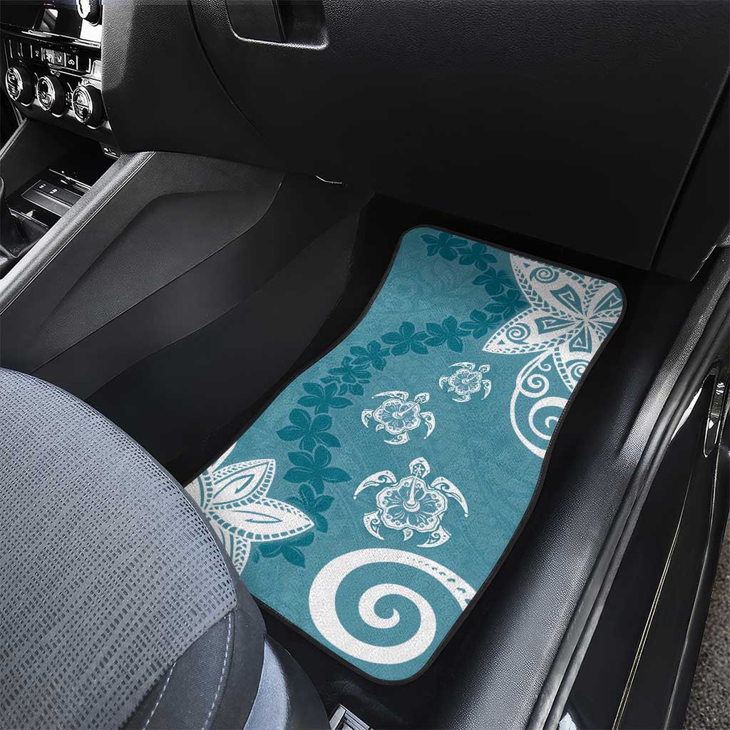 Polynesia Car Mats Hippie Blue Tribal Turtle Floral Pattern LT05 - Polynesian Pride