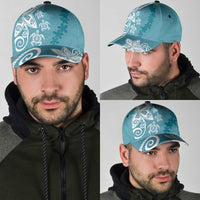 Polynesia Classic Cap Hippie Blue Tribal Turtle Floral Pattern - Polynesian Pride