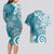 Polynesia Couples Matching Long Sleeve Bodycon Dress and Hawaiian Shirt Hippie Blue Tribal Turtle Floral Pattern