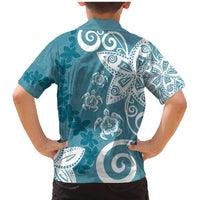 Polynesia Family Matching Mermaid Dress and Hawaiian Shirt Hippie Blue Tribal Turtle Floral Pattern LT05 - Polynesian Pride