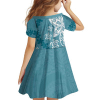 Polynesia Family Matching Off Shoulder Maxi Dress and Hawaiian Shirt Hippie Blue Tribal Turtle Floral Pattern LT05 - Polynesian Pride