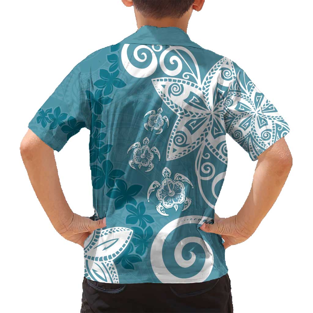 Polynesia Family Matching Summer Maxi Dress and Hawaiian Shirt Hippie Blue Tribal Turtle Floral Pattern LT05 - Polynesian Pride