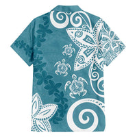 Polynesia Family Matching Summer Maxi Dress and Hawaiian Shirt Hippie Blue Tribal Turtle Floral Pattern LT05 - Polynesian Pride