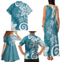 Polynesia Family Matching Tank Maxi Dress and Hawaiian Shirt Hippie Blue Tribal Turtle Floral Pattern LT05 - Polynesian Pride