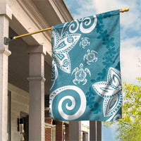 Polynesia Garden Flag Hippie Blue Tribal Turtle Floral Pattern LT05 House Flag Blue - Polynesian Pride