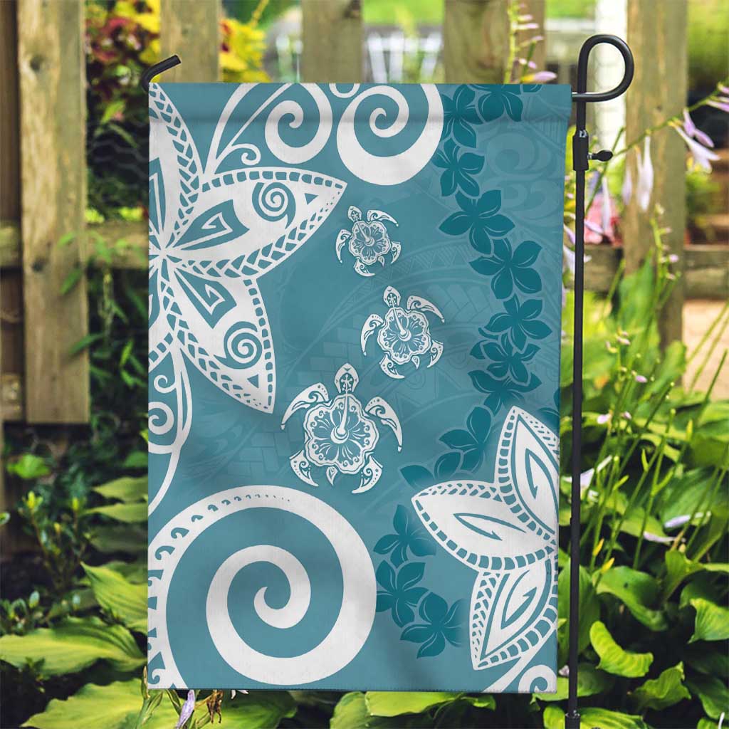 Polynesia Garden Flag Hippie Blue Tribal Turtle Floral Pattern LT05 Garden Flag Blue - Polynesian Pride
