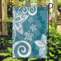 Polynesia Garden Flag Hippie Blue Tribal Turtle Floral Pattern LT05 Garden Flag Blue - Polynesian Pride