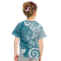 Polynesia Kid T Shirt Hippie Blue Tribal Turtle Floral Pattern LT05 - Polynesian Pride