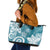 Polynesia Leather Tote Bag Hippie Blue Tribal Turtle Floral Pattern