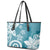 Polynesia Leather Tote Bag Hippie Blue Tribal Turtle Floral Pattern