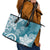 Polynesia Leather Tote Bag Hippie Blue Tribal Turtle Floral Pattern