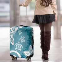 Polynesia Luggage Cover Hippie Blue Tribal Turtle Floral Pattern