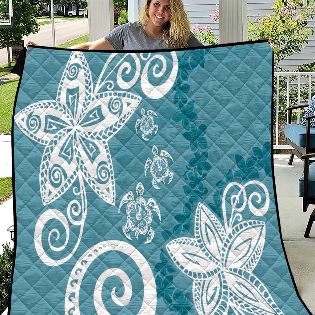 Polynesia Quilt Hippie Blue Tribal Turtle Floral Pattern