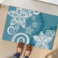 Polynesia Rubber Doormat Hippie Blue Tribal Turtle Floral Pattern LT05 - Polynesian Pride