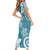 Polynesia Short Sleeve Bodycon Dress Hippie Blue Tribal Turtle Floral Pattern