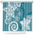 Polynesia Shower Curtain Hippie Blue Tribal Turtle Floral Pattern