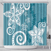 Polynesia Shower Curtain Hippie Blue Tribal Turtle Floral Pattern LT05 - Polynesian Pride
